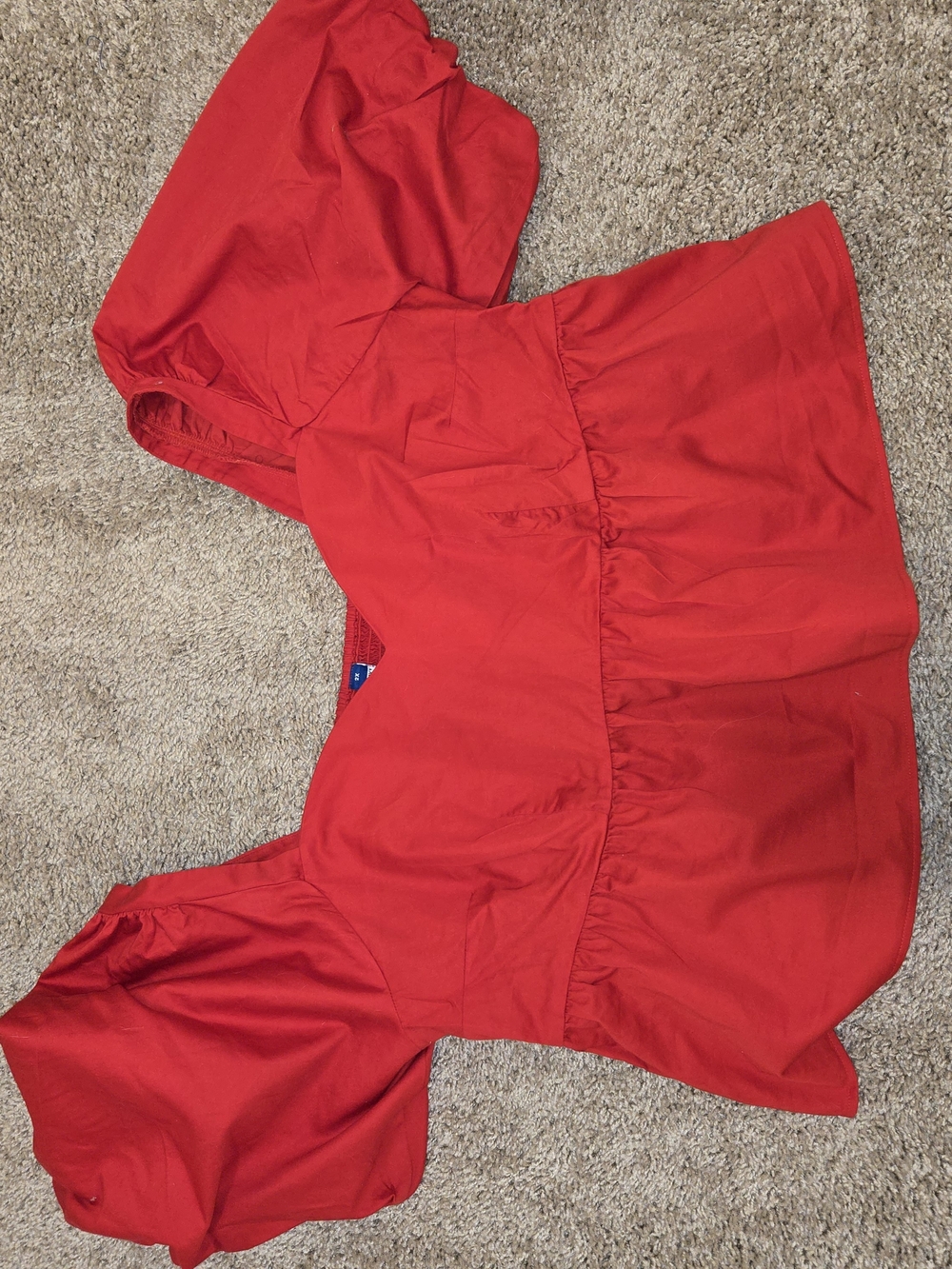 Old Navy Red Puff Sleeve Peplum Top